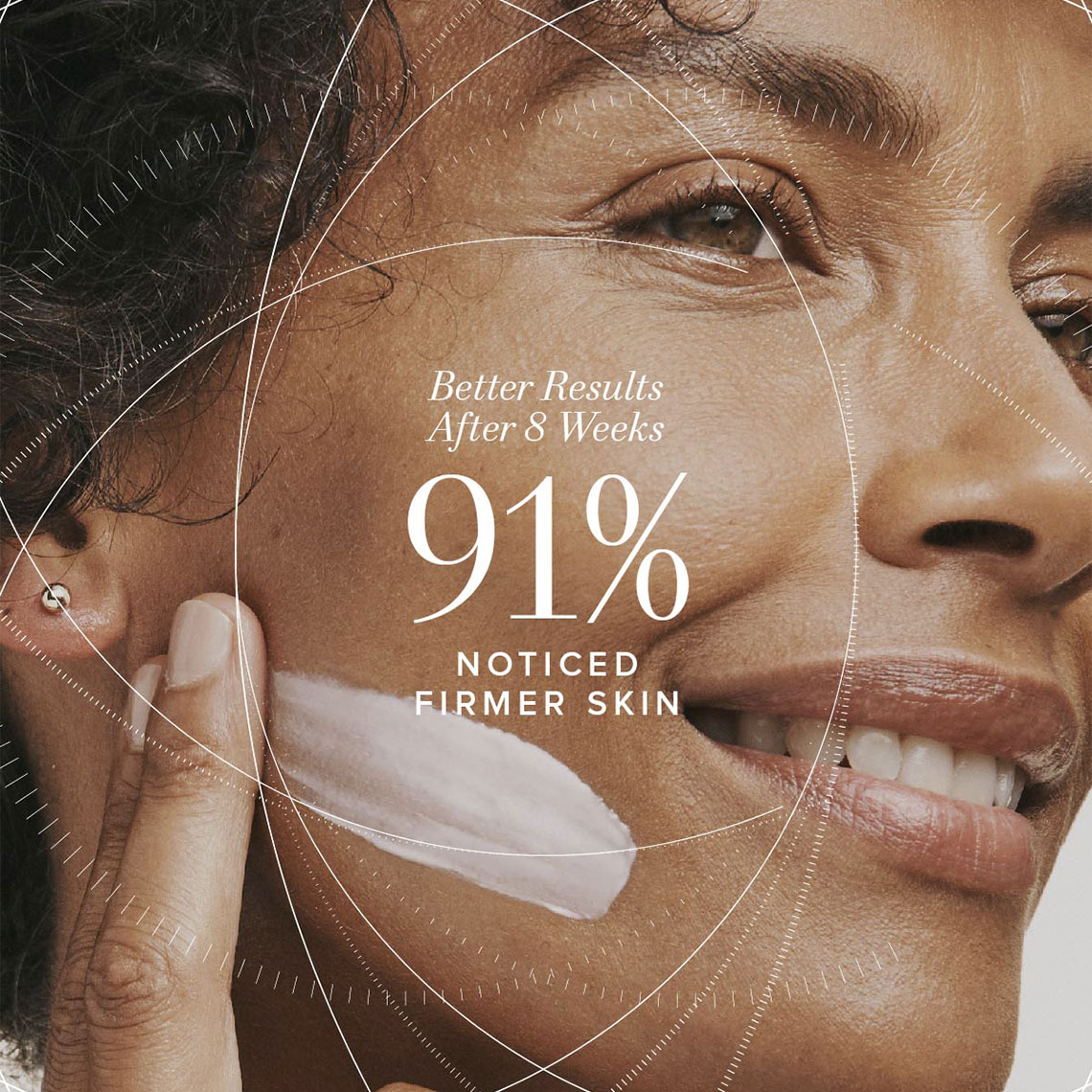 Better results after 8 weeks. 91% noticed firmer skin. Better results after 8 weeks. 91% noticed firmer skin.